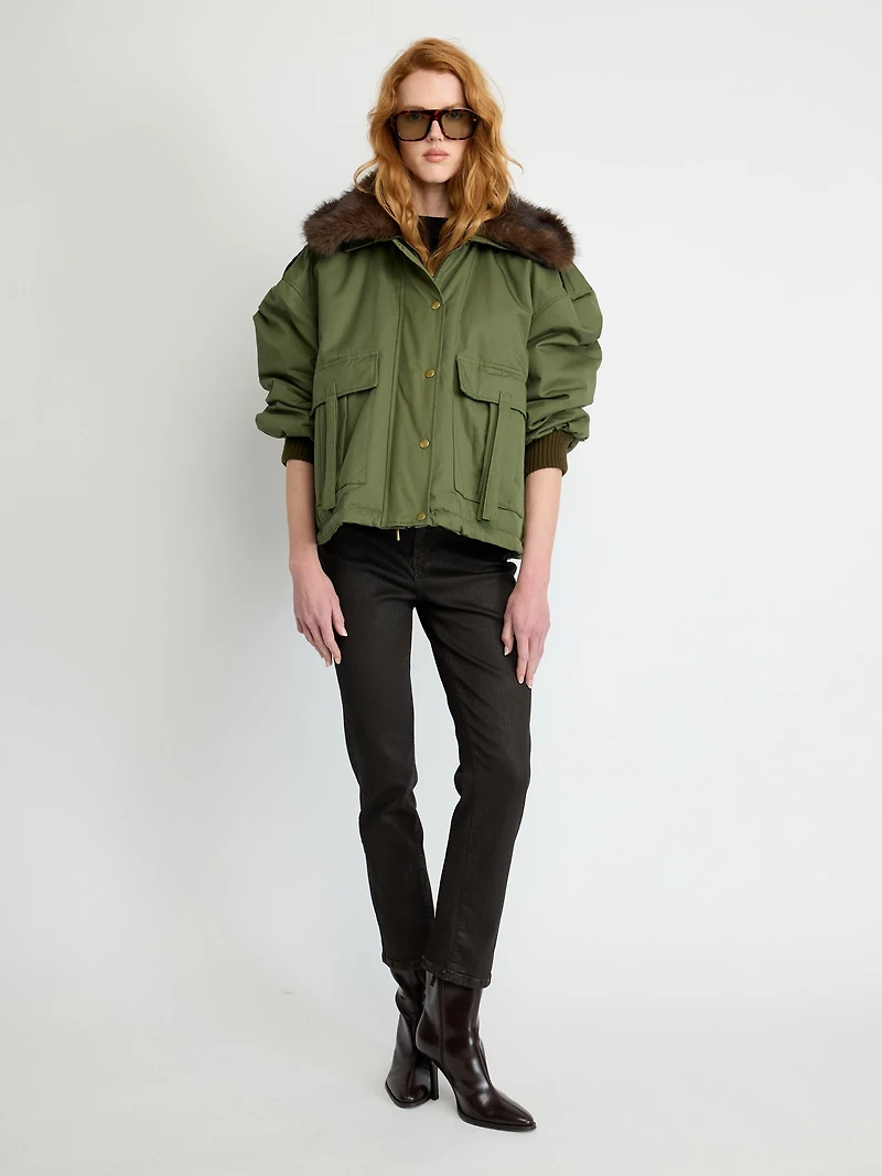 Faux-Fur Collar Utility Jacket