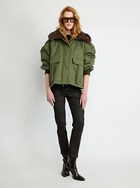Faux-Fur Collar Utility Jacket