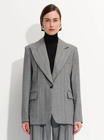 Blazer rayé à boutonnage simple