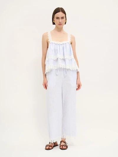 Lace Trim Striped Tank Top