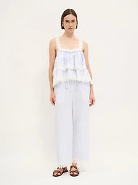 Lace Trim Striped Tank Top