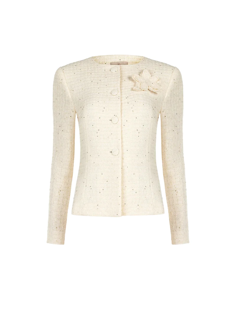 Veste en tweed avec application florale