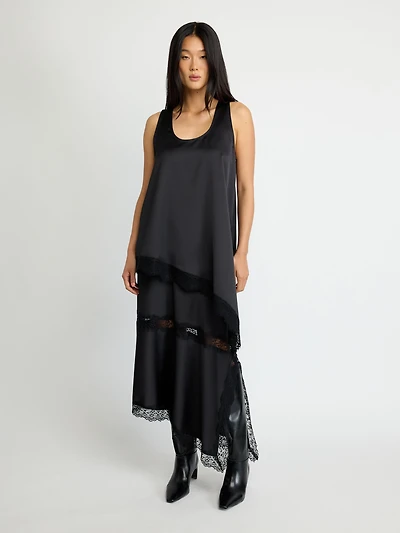 Débardeur en satin avec bordure dentelle