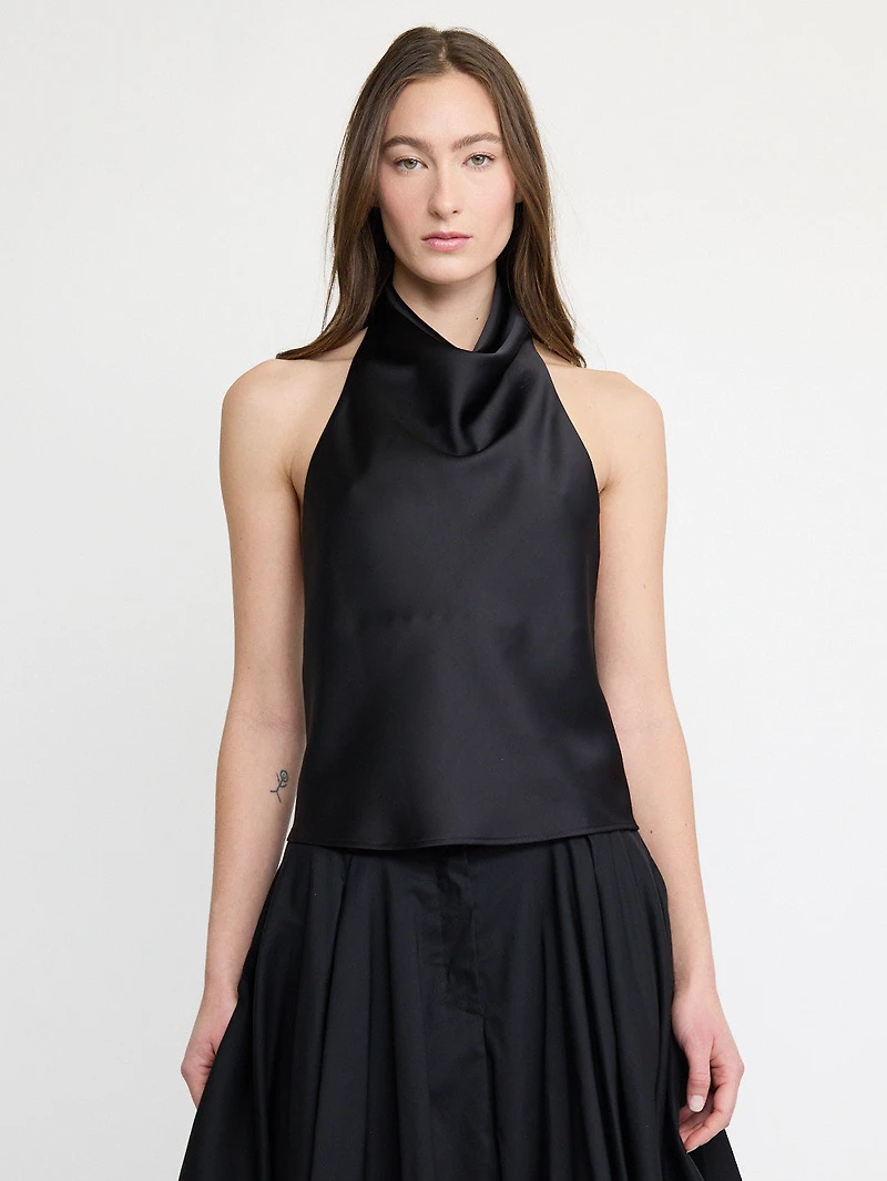 Neck Sleeveless Top Black