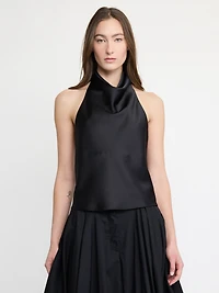 Neck Sleeveless Top Black