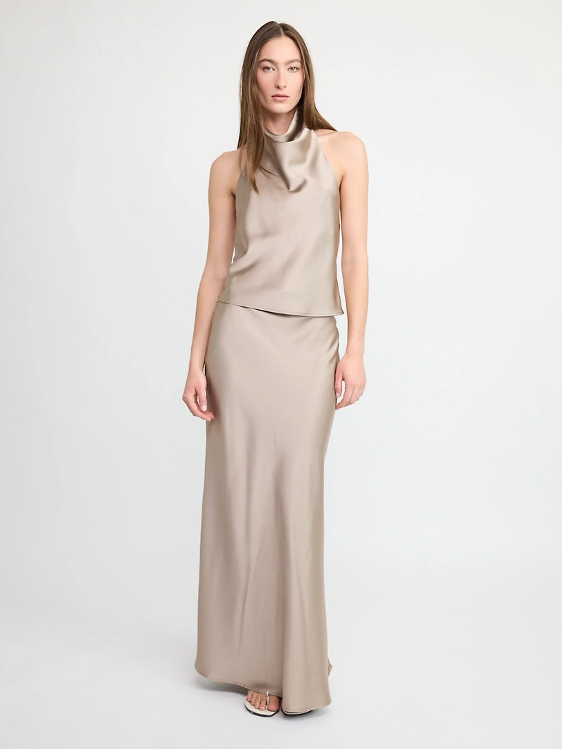 Belted A-Line Midi Skirt