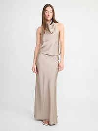 Belted A-Line Midi Skirt