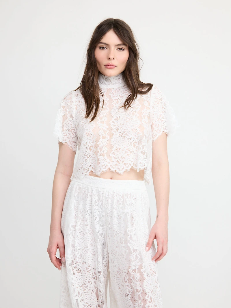 Lace Turtleneck Top