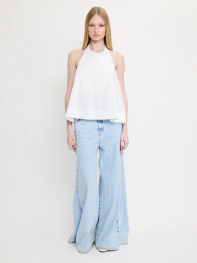 Haut court dos nu à nouer blanc