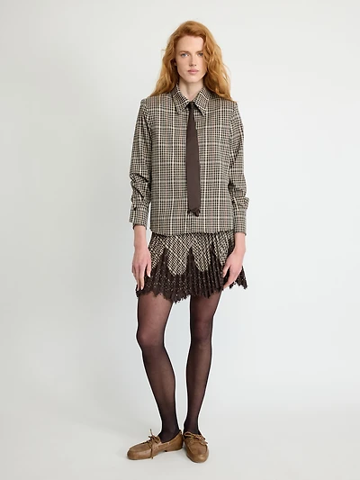 Checked Shirt with Tie Detail
