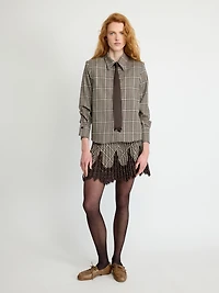 Checked Shirt with Tie Detail