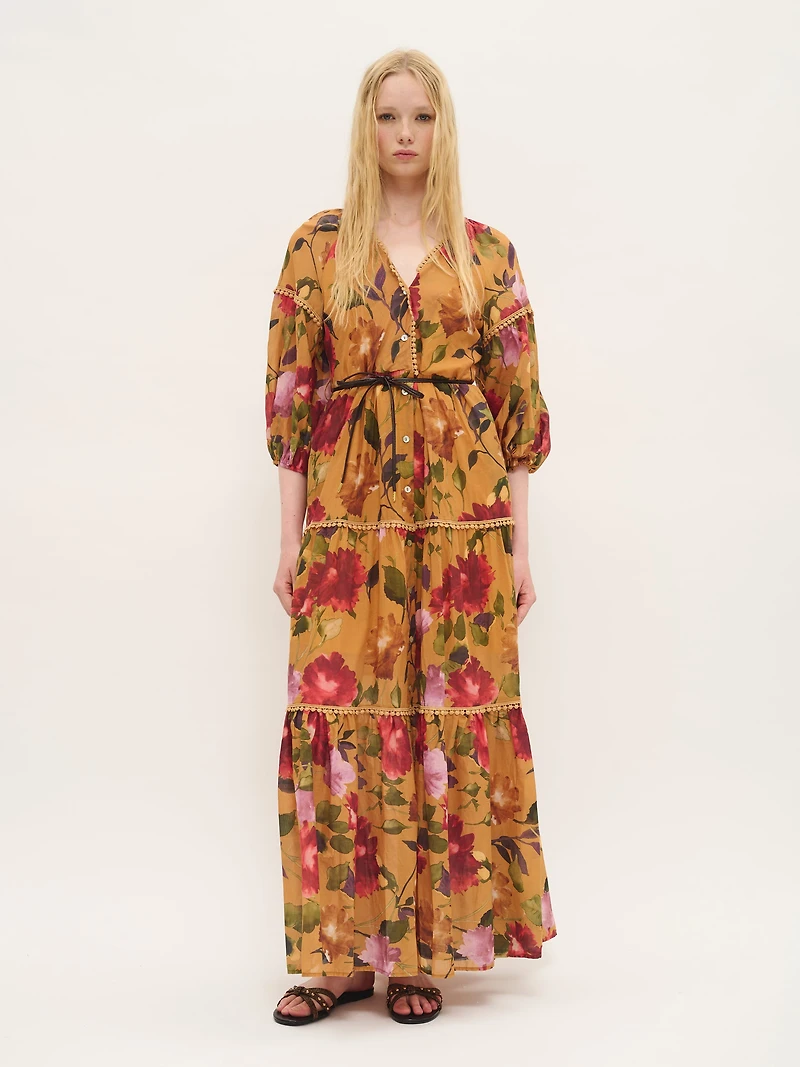 Tiered Floral Maxi Dress Saffron