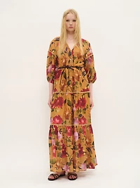 Tiered Floral Maxi Dress Saffron