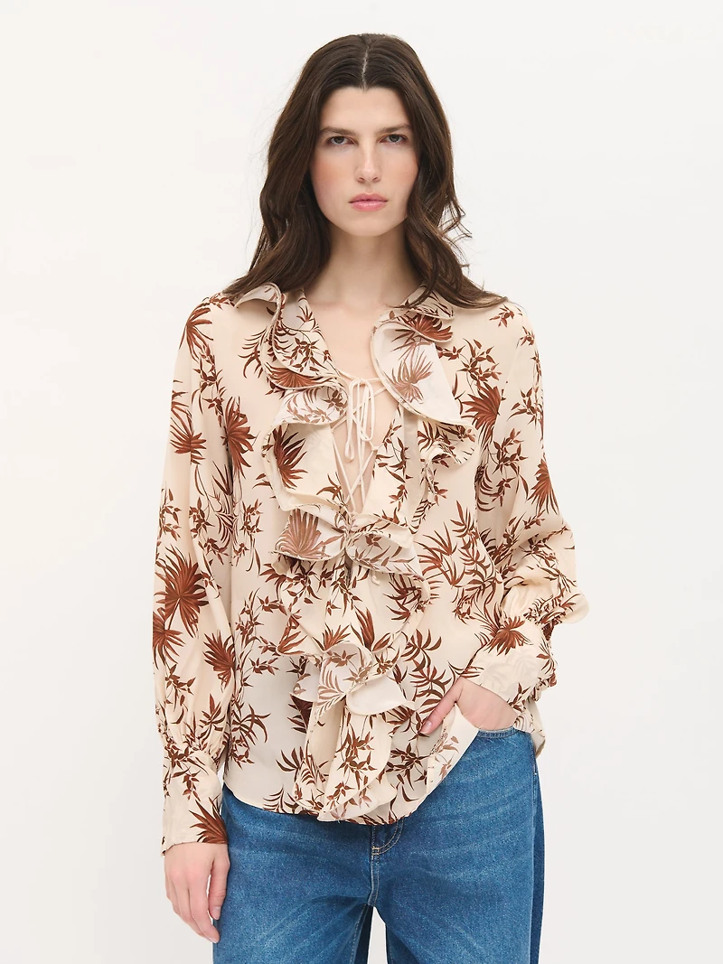 Semi-Sheer Ruffled Blouse