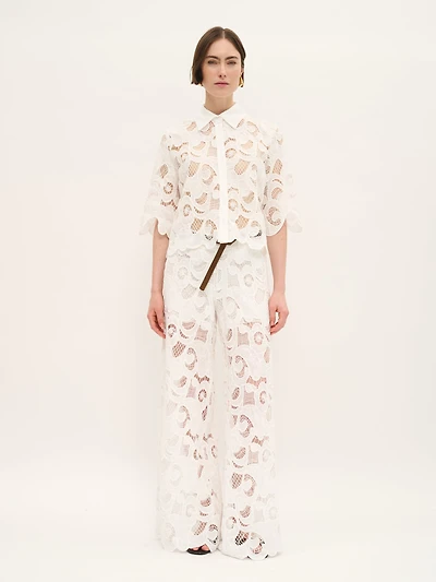 Chemisier blanc en dentelle de coton