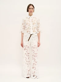 Cotton Lace Shirt Blouse White