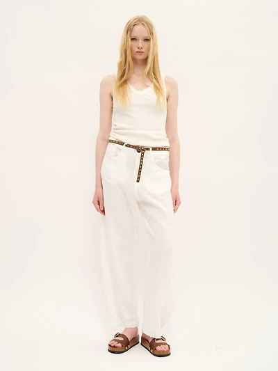 Linen Trousers with Raw Hem