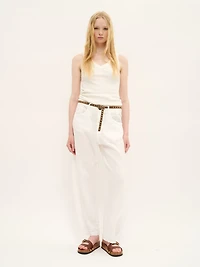 Linen Trousers with Raw Hem