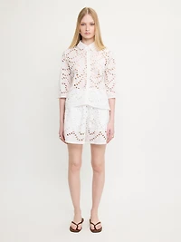 Chemise brodée à motif chaînes Blanc