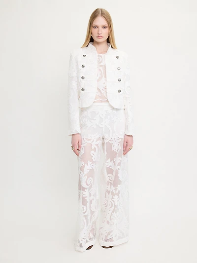 Embroidered Cropped Jacket Bottons
