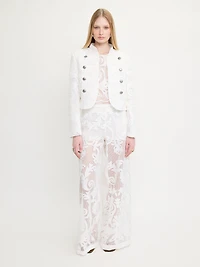 Embroidered Cropped Jacket Bottons