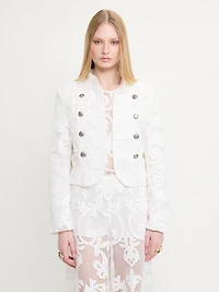 Embroidered Cropped Jacket Bottons