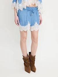 Bleu court en dentelle