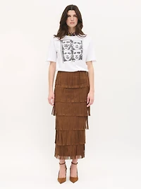 Fringed Pencil Skirt
