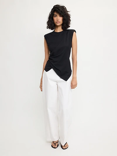 Asymmetric Draped Tee Black