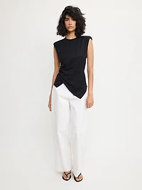 Asymmetric Draped Tee Black