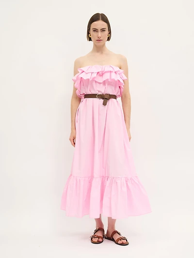 Fuchsia Ruffle Poplin Dress