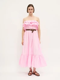 Fuchsia Ruffle Poplin Dress