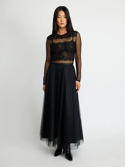 Haut en tulle et dentelle transparente