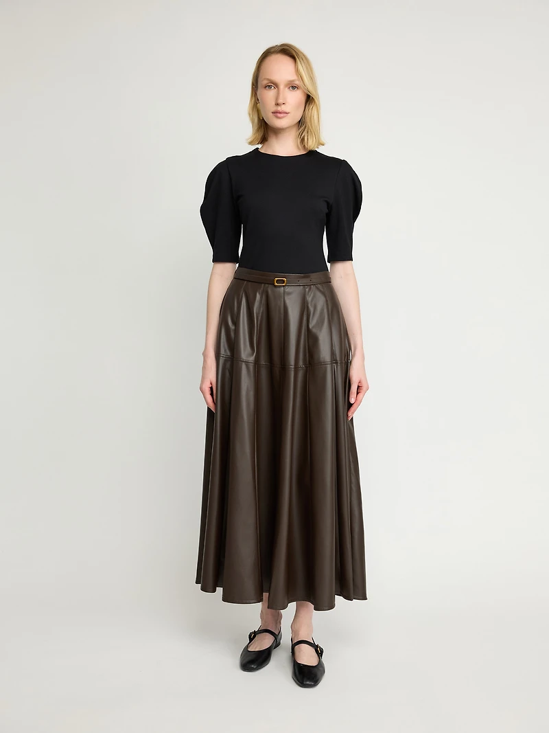 Faux Leather Midi Skirt