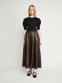 Faux Leather Midi Skirt