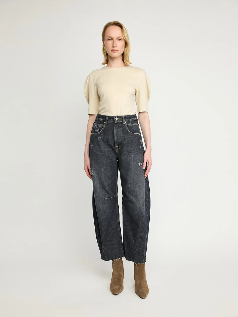 Structured Puff-Sleeve Top