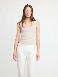 RIBBED V-NECK TANK TOP