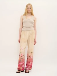 Floral Ombre Wide-Leg Trousers