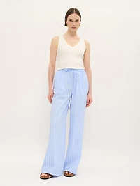 Striped Wide-Leg Pants Sky Blue