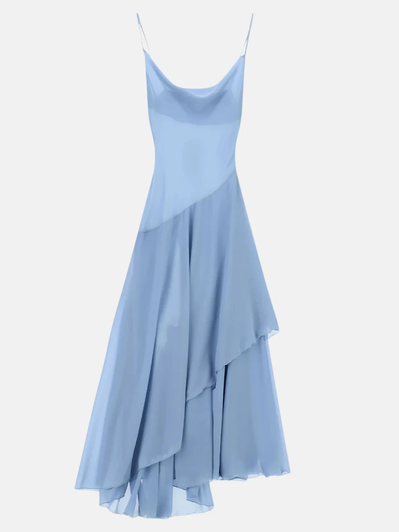 Light Blue Draped Midi Dress