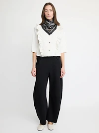 Ruffle Denim Shirt White