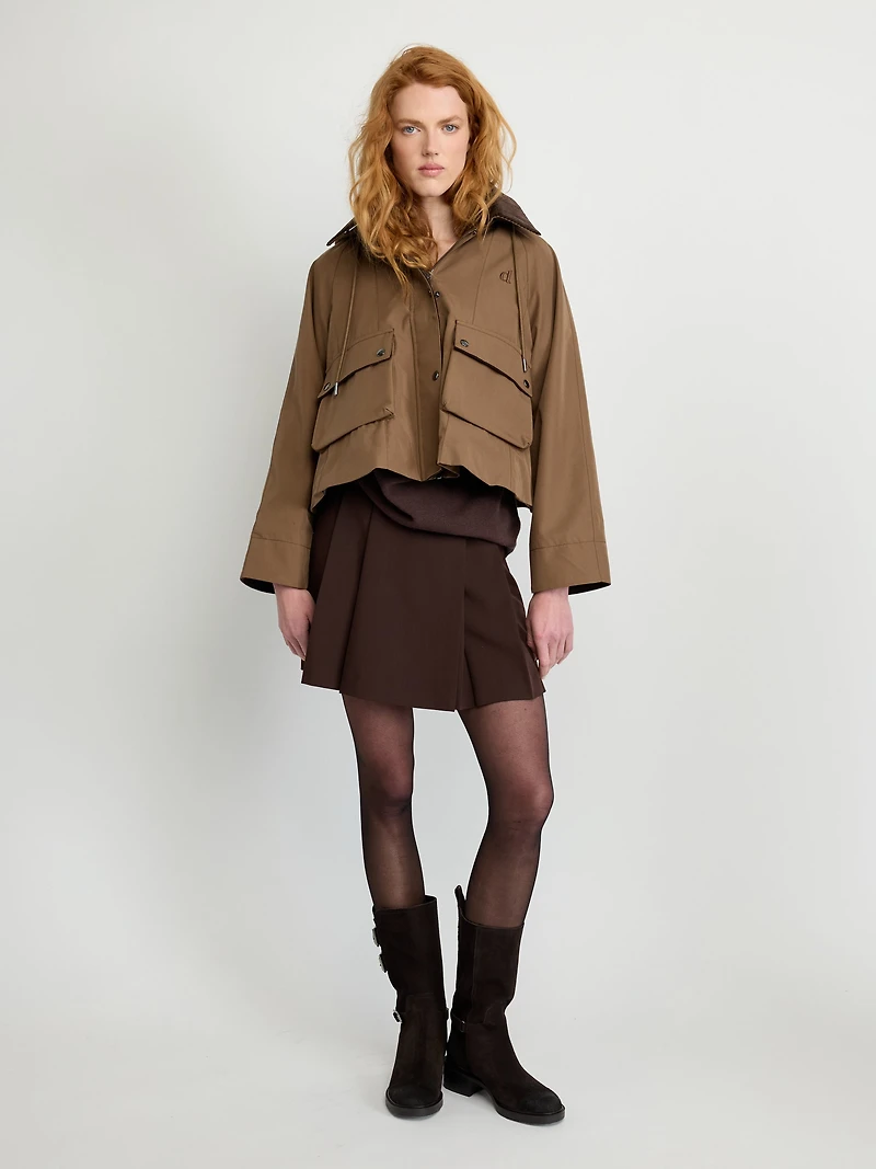 Contrast-Collar Utility Jacket