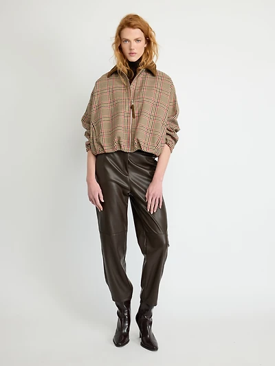 Plaid Zip Bomber Jacket