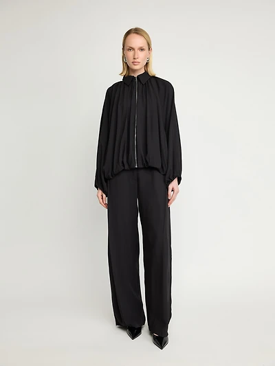 Veste zippée drapée à manches chauve-souris