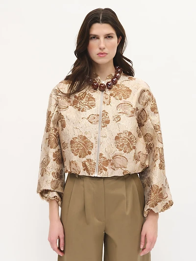 Metallic Floral Bomber