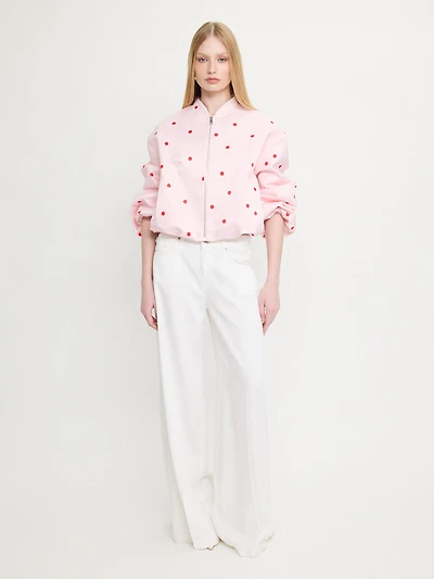 Polka Dot Crooped Bomber Jacket