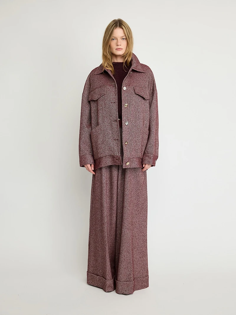 Veste surchemise texturée bordeaux