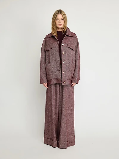 Veste surchemise texturée bordeaux