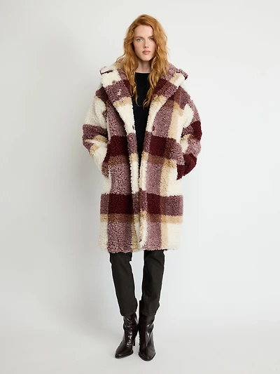 Oversized Checked Teddy Coat
