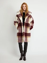 Oversized Checked Teddy Coat
